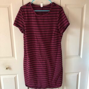 Red and black striped cotton dress